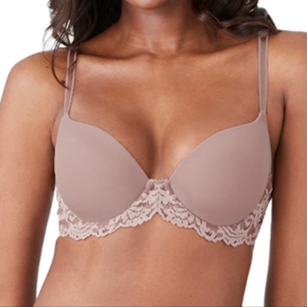 Wacoal Instant Icon Tan Lace Trim T Shirt Bra Molded Cup Intimates 40DD